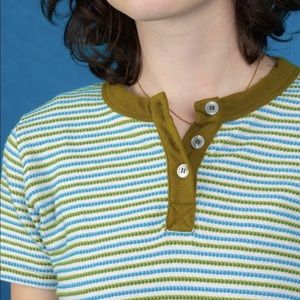 Bug Bud Press Short Sleeve Henley Unisex Size XXS